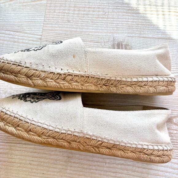 KENZO Paris Tiger Embroidered Canvas Espadrille Flats | Beige Size 37 - Picture 4 of 7